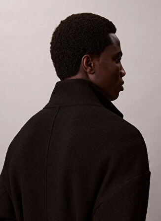 Calvin Klein Dik Yaka Siyah Erkek Sweatshırt LV04LD218GUB1_WOOL BLEND POLAR FLEE