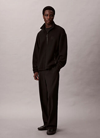 Calvin Klein Dik Yaka Siyah Erkek Sweatshırt LV04LD218GUB1_WOOL BLEND POLAR FLEE