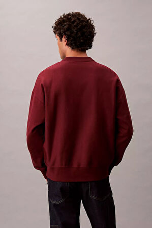 Erkek Rahat Kalıp Bisiklet Yaka Sweatshirt - Bordo | L