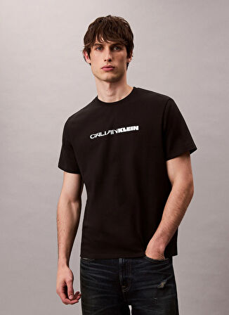Calvin Klein Jeans Bisiklet Yaka Baskılı Siyah Erkek T-Shirt LV04RD807GUB1 SS 20S TC CK STACK GR