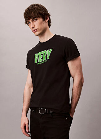 Calvin Klein Jeans Bisiklet Yaka Baskılı Siyah Erkek T-Shirt LV04RD800GUB1 SS 20S SN VERY GRAPHI