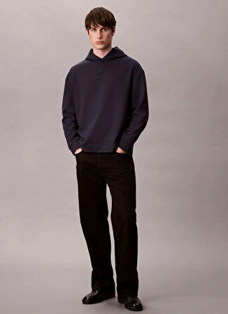 Calvin Klein Kapüşon Yaka Mavi Erkek Sweatshırt LV04LD211GCEF_LS STRETCH WOOL BLEND