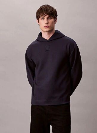 Calvin Klein Kapüşon Yaka Mavi Erkek Sweatshırt LV04LD211GCEF_LS STRETCH WOOL BLEND