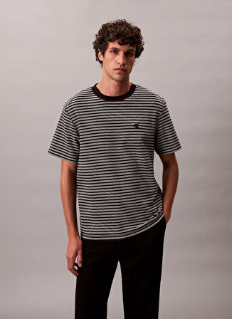 Calvin Klein Bisiklet Yaka Siyah Erkek T-Shirt LV04LD204GUB1_SS STRIPED OTTOMAN TE