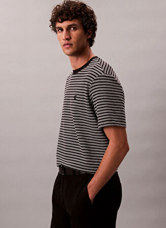 Calvin Klein Bisiklet Yaka Siyah Erkek T-Shirt LV04LD204GUB1_SS STRIPED OTTOMAN TE
