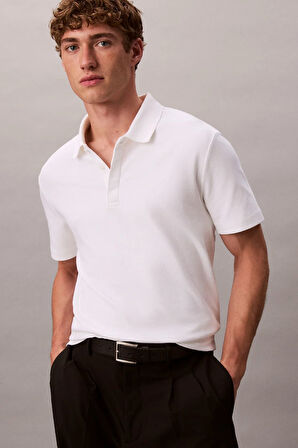 Erkek Regular Fit Interlok Pamuklu Polo Yaka T-Shirt - Beyaz | XS