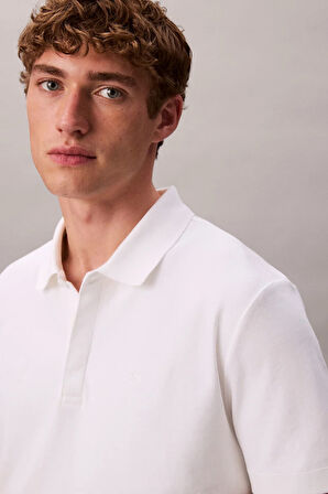 Erkek Regular Fit Interlok Pamuklu Polo Yaka T-Shirt - Beyaz | XS