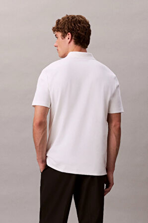 Erkek Regular Fit Interlok Pamuklu Polo Yaka T-Shirt - Beyaz | S