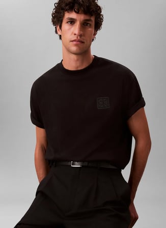 Calvin Klein Siyah Erkek Logo Baskılı T-Shirt LV04LD224GUB1_SS RLXD 16S EMBRD TWI