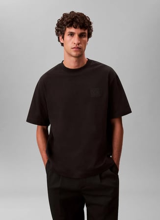 Calvin Klein Siyah Erkek Logo Baskılı T-Shirt LV04LD224GUB1_SS RLXD 16S EMBRD TWI