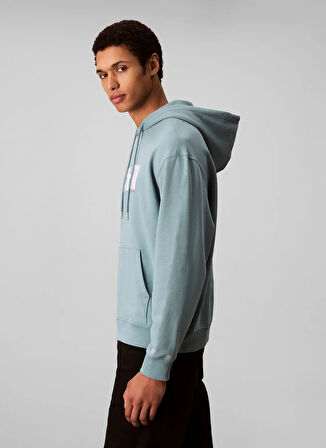 Calvin Klein Jeans Kapüşon Yaka Mavi Erkek Sweatshırt LV04RD258GCJQ LS EU 350TERRY CK RED