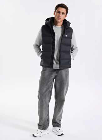 Calvin Klein Jeans Siyah Erkek Yelek LV04RD531GUB1 SVLS NYLON ZIP OFF HO