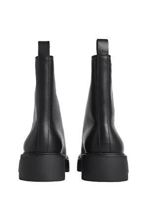 Kadın Önden Fermuarlı Kalın Tabanlı Bot - Siyah | 40