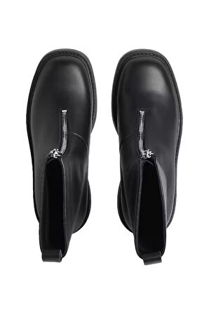 Kadın Önden Fermuarlı Kalın Tabanlı Bot - Siyah | 40
