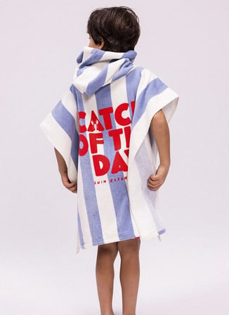 Swim Essentials Mavi Erkek Çocuk Panço SWIMPONCHO2-Catch Day Plaj Pancosu