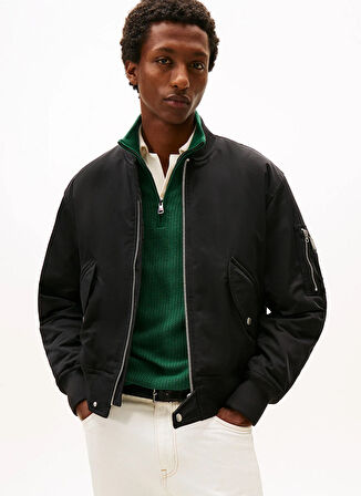 Tommy Hilfiger Normal Siyah Erkek Ceket MW0MW40593BDS_AUTHENTIC BOMBER