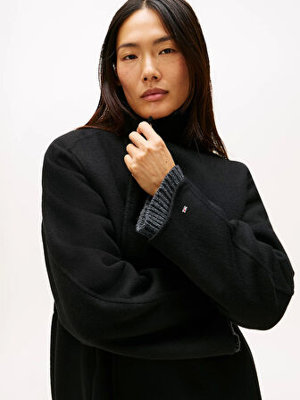 Tommy Hilfiger Çift Taraflı Yün Normal Kesim Kemerli Maxi Kadın Mont WW0WW47286BDS