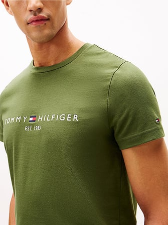 TOMMY HILFIGER Erkek Marka Logolu Organik Pamuklu Günlük Kullanıma Uygun Yeşil5 T-Shirt MW0MW11797 L01