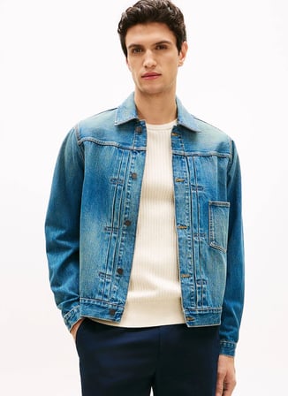Tommy Hilfiger Lacivert Erkek Denim Ceket MW0MW418781BA_TRUCKER JKT TYPE 1 MA
