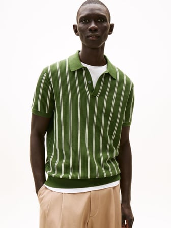 Tommy Hilfiger MW0MW41949 Knitted Vertical Stripe Ss Erkek Polo Tişört