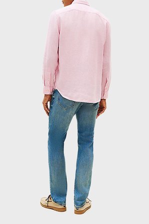 Tommy Hilfiger Keten Regular Fit Uzun Kollu Gömlek Erkek GÖMLEK MW0MW41530 TOL PEMBE
