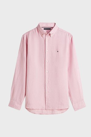 Tommy Hilfiger Keten Regular Fit Uzun Kollu Gömlek Erkek GÖMLEK MW0MW41530 TOL PEMBE