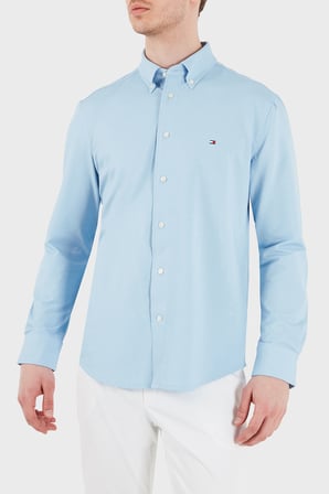 Tommy Hilfiger Pamuk Karışımlı Uzun Kollu Gömlek Erkek GÖMLEK MW0MW41781 C1Y MAVİ