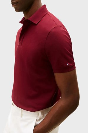 Tommy Hilfiger % 100 Pamuk Regular Fit Düğmeli Polo Yaka T Shirt Erkek POLO YAKA T SHİRT MW0MW41513 VLP BORDO