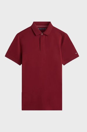 Tommy Hilfiger % 100 Pamuk Regular Fit Düğmeli Polo Yaka T Shirt Erkek POLO YAKA T SHİRT MW0MW41513 VLP BORDO
