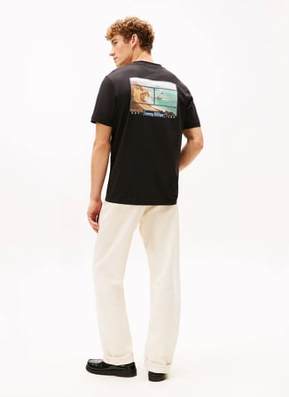 Tommy Hilfiger Siyah Erkek T-Shirt MW0MW41465BDS_COAST PHOTO PRINT TEE
