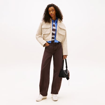 Tommy Hilfiger Cropped Workwear Kadın Bej Ceket
