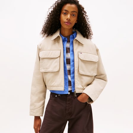 Tommy Hilfiger Cropped Workwear Kadın Bej Ceket