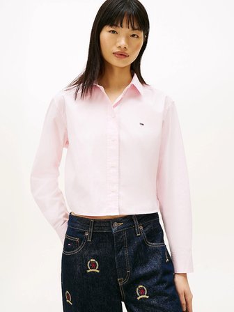 Tommy Hilfiger TJW Kısa Rahat Kesim Kadın Pembe Gömlek DW0DW22078TOG