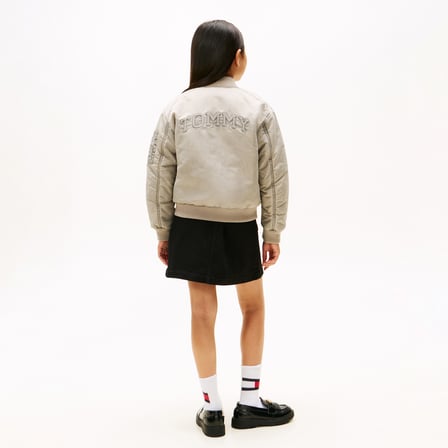 Tommy Hilfiger Washed Bomber Çocuk Bej Ceket