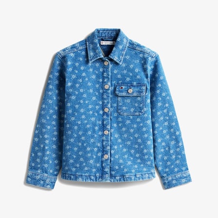 Tommy Hilfiger Overshirt Flower Aop Çocuk Mavi Gömlek