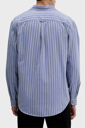 Tommy Jeans Çizgili % 100 Pamuk Relaxed Fit Uzun Kollu Gömlek Erkek GÖMLEK DM0DM22406 C5X MAVİ