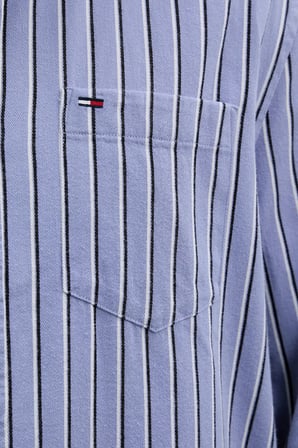 Tommy Jeans Çizgili % 100 Pamuk Relaxed Fit Uzun Kollu Gömlek Erkek GÖMLEK DM0DM22406 C5X MAVİ