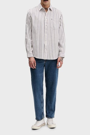 Tommy Jeans Çizgili % 100 Pamuk Relaxed Fit Uzun Kollu Gömlek Erkek GÖMLEK DM0DM22406 YBH BEYAZ