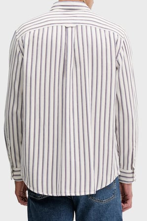 Tommy Jeans Çizgili % 100 Pamuk Relaxed Fit Uzun Kollu Gömlek Erkek GÖMLEK DM0DM22406 YBH BEYAZ