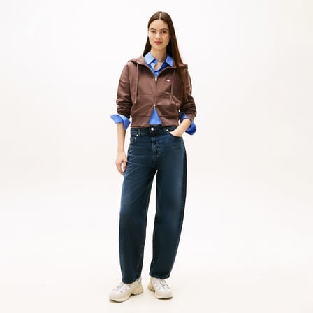 Tommy Hilfiger Bxy Crop Zip Kadın Kahverengi Sweatshirt