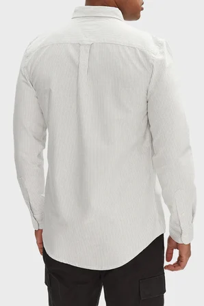 Tommy Hilfiger Çizgili % 100 Pamuk Slim Fit Uzun Kollu Gömlek Erkek GÖMLEK DM0DM20668 GY1 KOYU YEŞİL