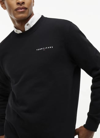 Tommy Jeans Siyah Erkek Sweatshirt DM0DM20249BDS TJM REG LINEAR CREW