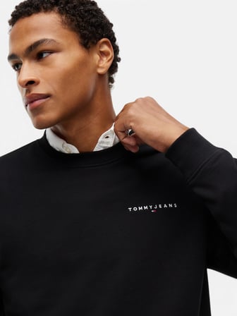 TJM REG LINEAR CREW EXT Erkek Siyah Sweatshirt - DM0DM20249