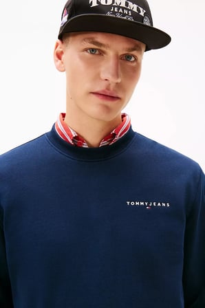 Erkek Minimal Logo Detaylı Bisiklet Yaka Sweatshirt - Lacivert | L