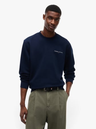 TJM REG LINEAR CREW EXT Erkek Mavi Sweatshirt - DM0DM20249