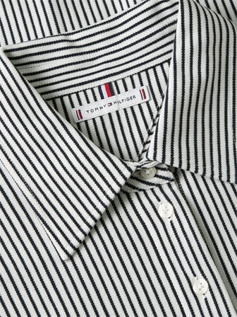 PIQUE STRIPE RLX SHIRT Kadın Beyaz UK Gömlek - WW0WW47878