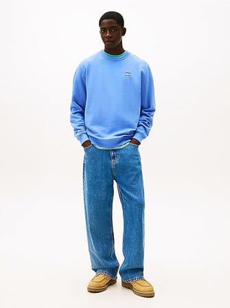 TJM REG BADGE CREW EXT Erkek Mavi Sweatshirt - DM0DM22665