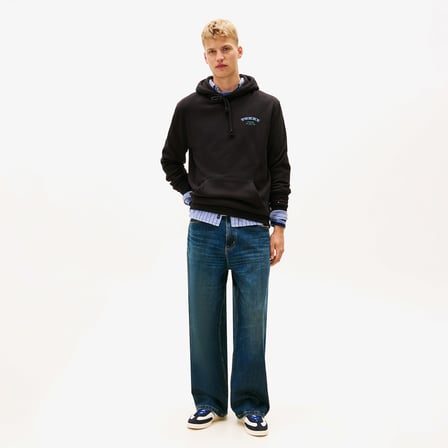 Tommy Hilfiger Jeans Regular Dollar Stack Erkek Siyah Sweatshirt