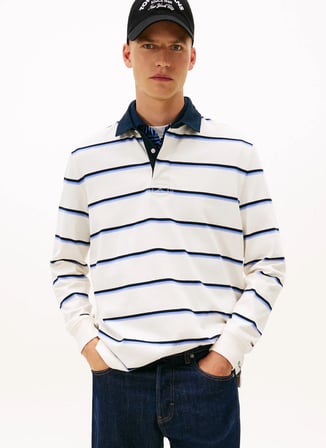 Tommy Jeans Çizgili Ekru Erkek Polo T-Shirt DM0DM228620FA Ekru Polo T-Shirt