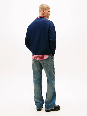 Tommy Hilfiger TJM 90'lar Dokulu Grafik Baskılı Bisiklet Yaka Erkek Mavi Sweatshirt DM0DM22373C1G